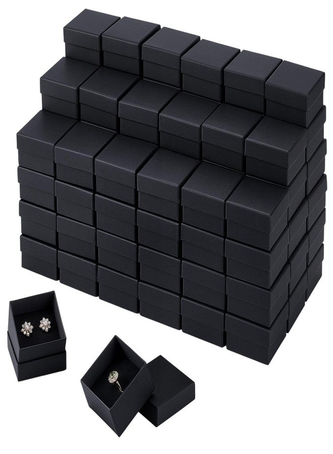 twinklemon 100PCS Ring Box Bulk Kraft Jewelry Gift Boxes 2’’ × 2’’ × 1.2’’ Small Earring Packing Boxes Square Cardboard Jewelry Box with Foam for Selling Weddings Valentine Birthday Business (Black) - Image 1